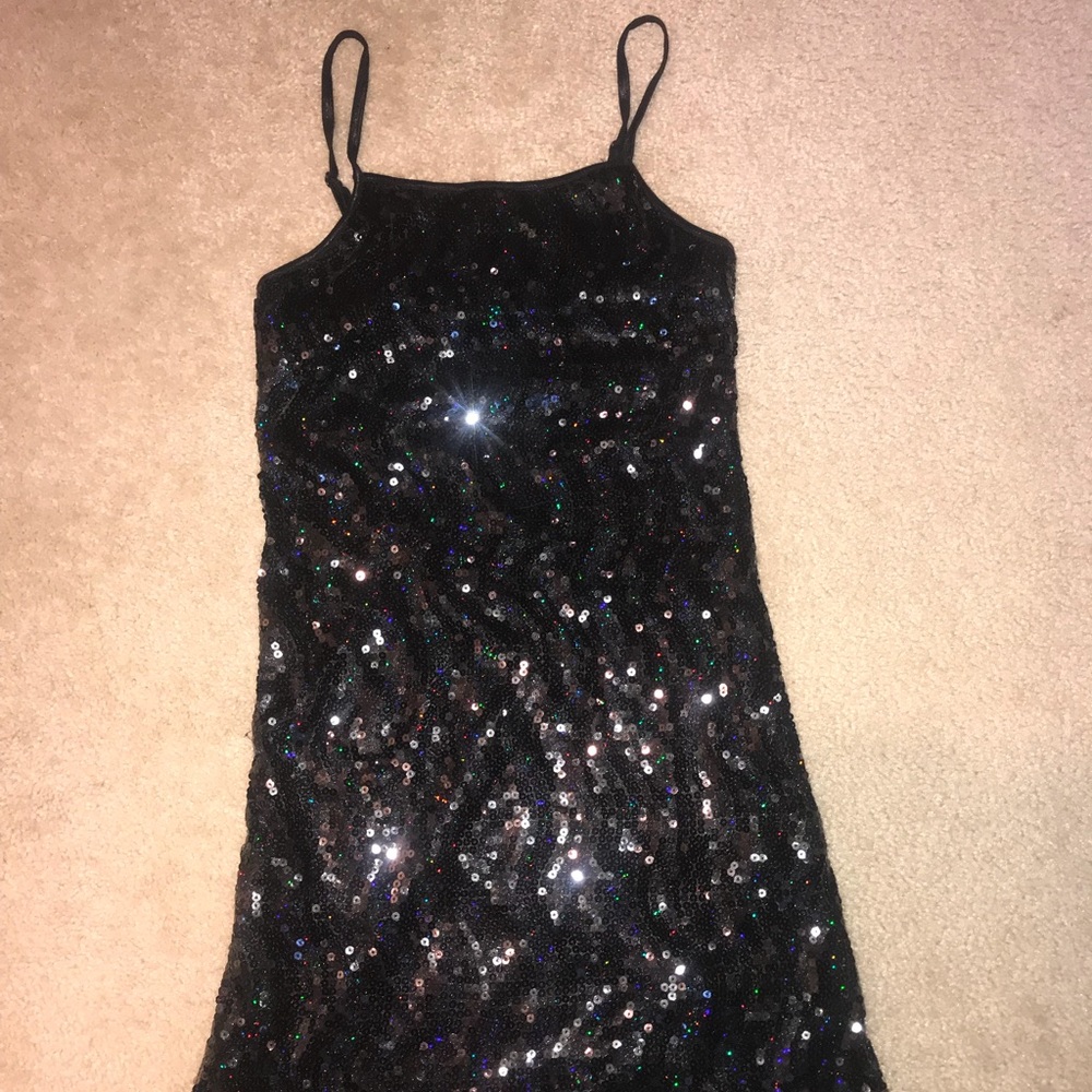 Black sequined mini dress